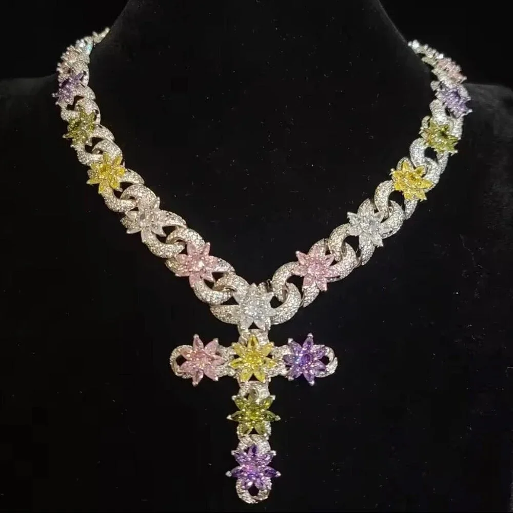 Multi Coloured Cross Necklace With 527 D